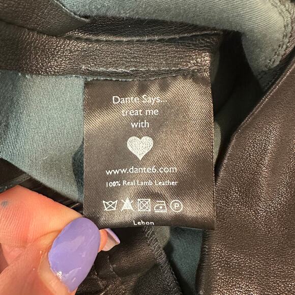 Dante6 Lebon Lamb Leather Pants Genuine Stretch 100% Leather Leggings, Black - Picture 11 of 12